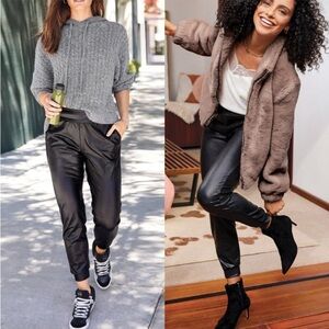 Commando Black Faux Leather Pocketed Joggers S